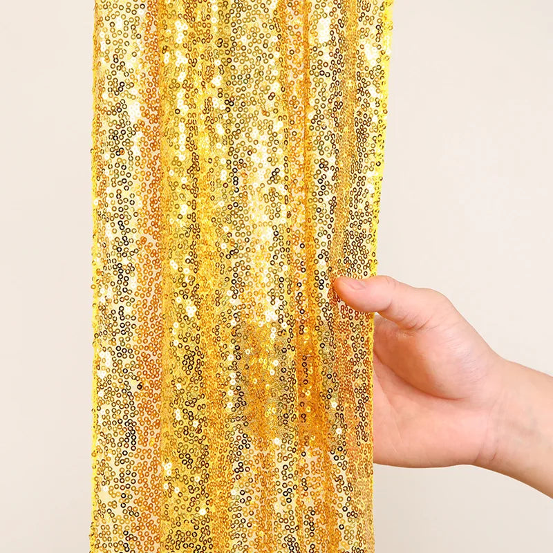 Wedding Decoration Gold Sequin Arch Drape Fabric Sheer Glitter Curtain