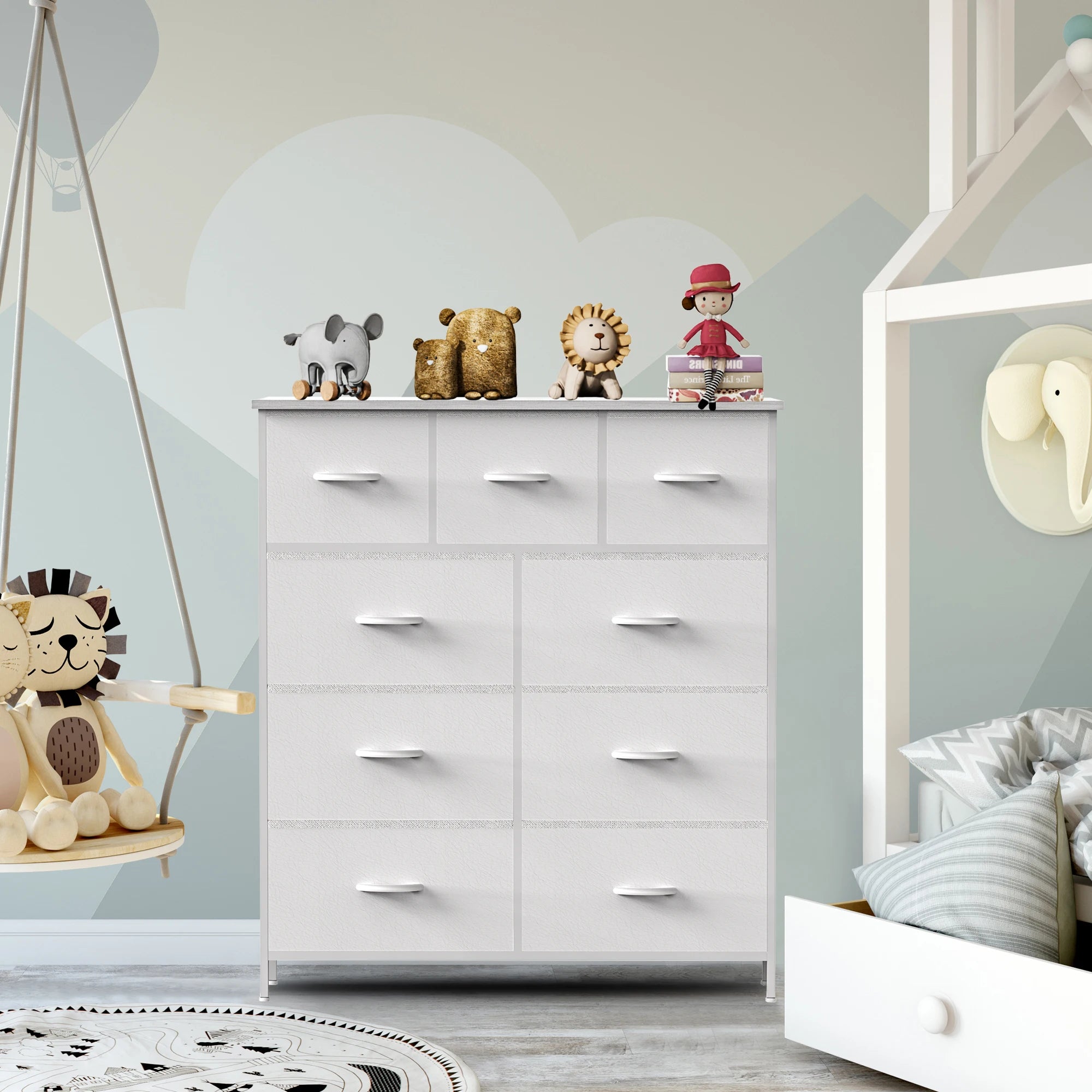 Dresser For Bedroom With 9 Fabric Storage Drawer