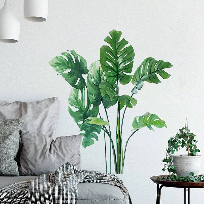 Large Plant Leaves Wall Stickers Home Decoration