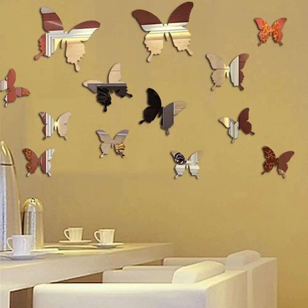 3D Butterfly Mirror Wall Stickers