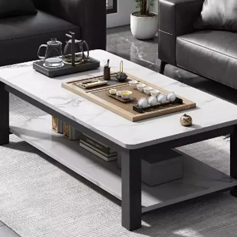 Low Square Black Marble Mobile Coffee Table