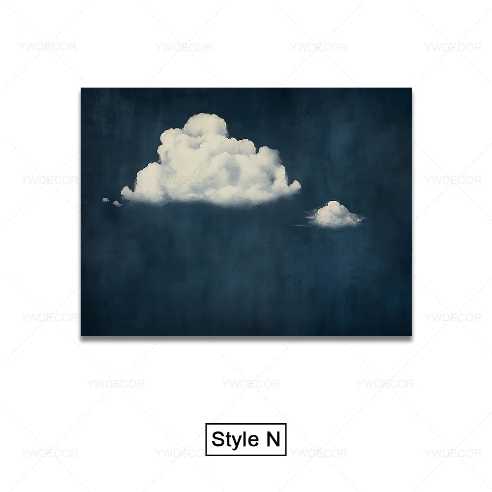 Abstract Blue Cloud Posters Wall Art Canvas