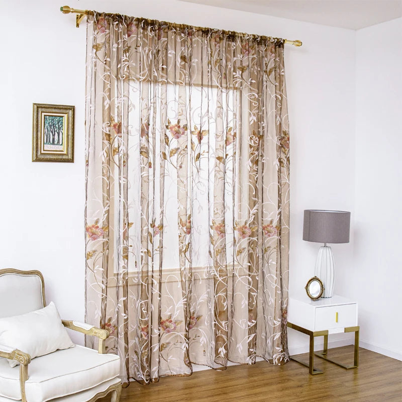 Flower Pattern Window floral sheer Curtain