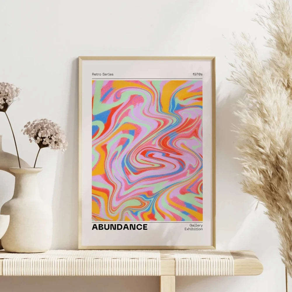 Affirmation Aura Psychedelic Retro Gradient 70s Nostalgia Positive Wall Art Canvas