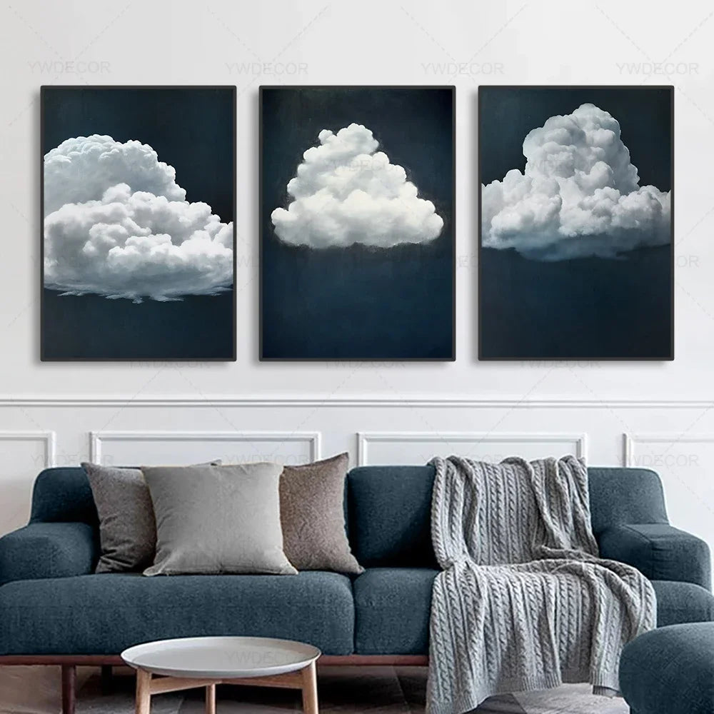 Abstract Blue Cloud Posters Wall Art Canvas