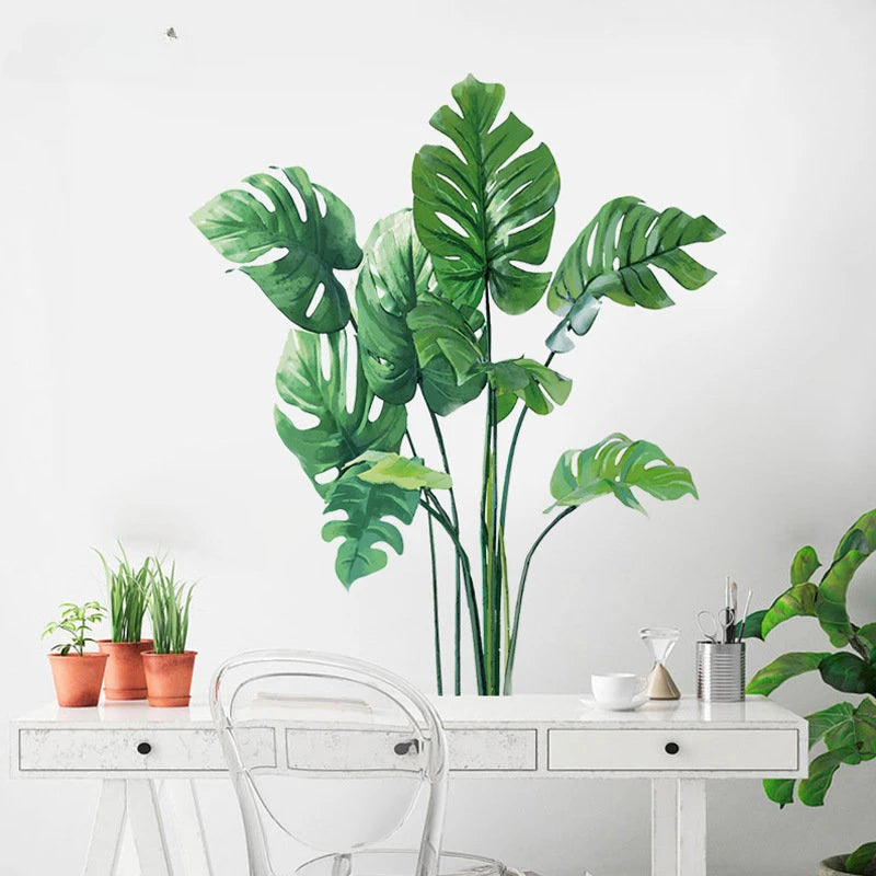 Large Plant Leaves Wall Stickers Home Decoration